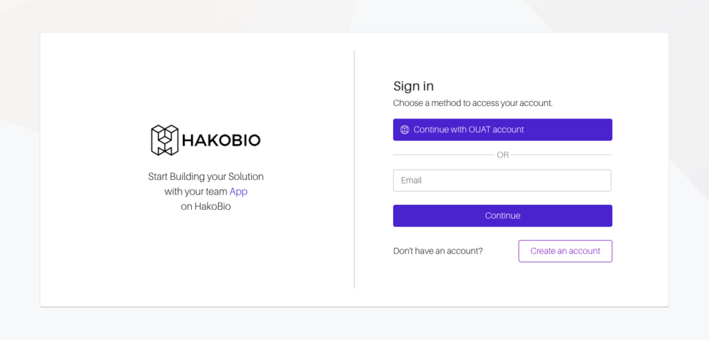 HakoBio Demo Platform Log In Page
