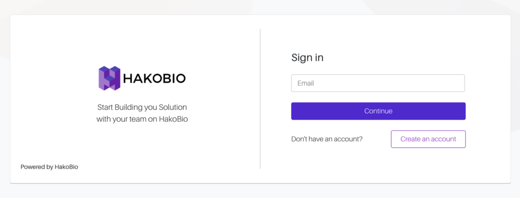 Sign in to HakoBio Account